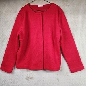 WoolOvers Vibrant Red Jacket Blazer 100% Wool Size XL Snap Detail
